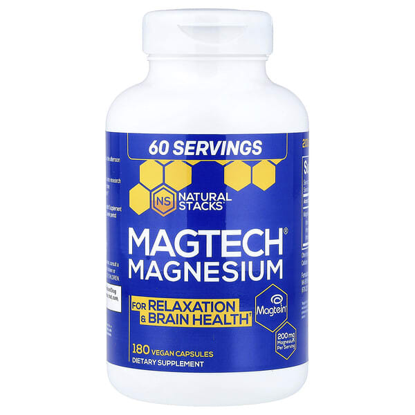 Natural Stacks MagTech® Magnesium, 180 Vegan Capsules (66.6 mg per Capsule)