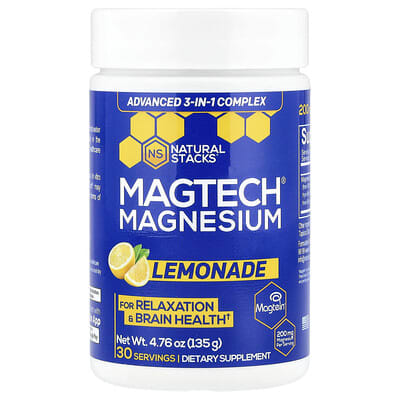 Natural Stacks, MagTech® Magnesium, Lemonade Flavor, 4.76 oz (135 g)