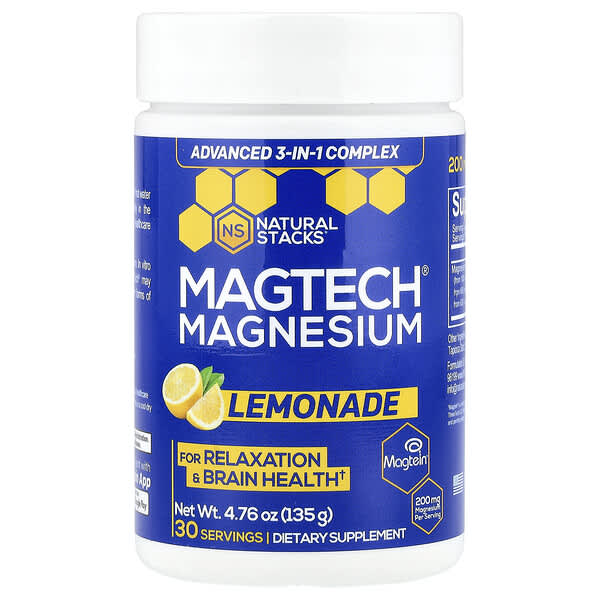 Natural Stacks MagTech® Magnesium, Lemonade, 4.76 oz (135 g)