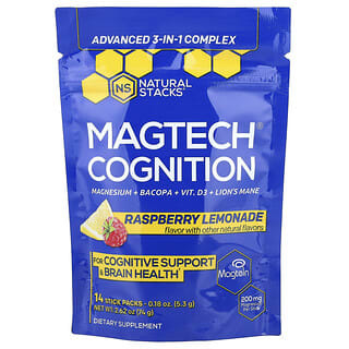 Natural Stacks, Magtech® Cognition, Limonadă cu zmeură, 14 pliculețe, a câte 5,3 g fiecare