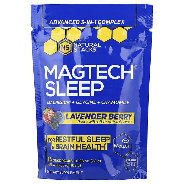 Natural Stacks, MagTech® Sleep, Lavender Berry, 14 Stick Packs, 0.28 oz (7.8 g) Each — product photo 1