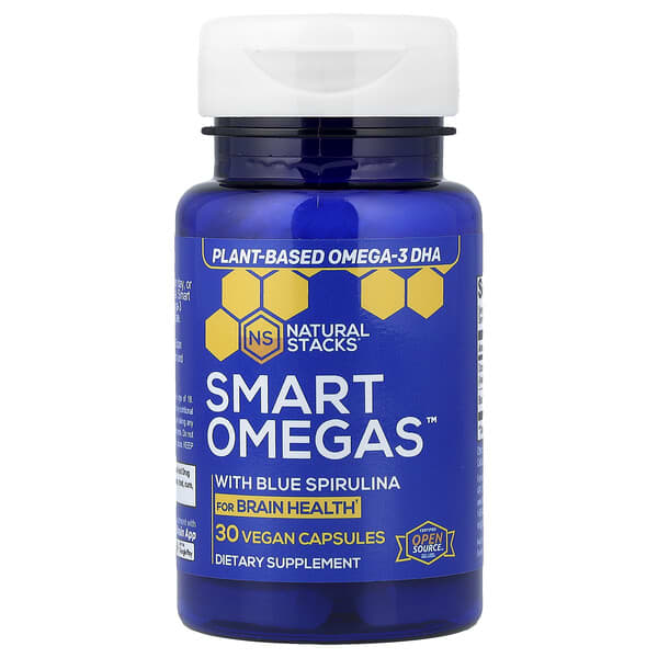 Natural Stacks, Smart Omegas™ 藍螺旋藻膠囊，30 粒全素膠囊