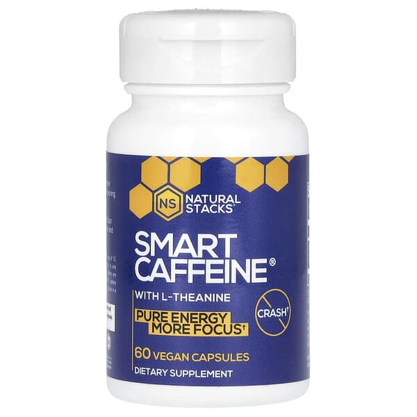 Smarter Vitamins Caffeine L Theanine Reviews Natural Stacks, Smart Caffeine With L-Theanine, 60 Vegan Capsules