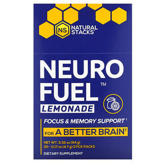 Natural Stacks, Neuro Fuel, Lemonade, 20 Stick Packs, 0.17 oz ( 4.7 g) Each