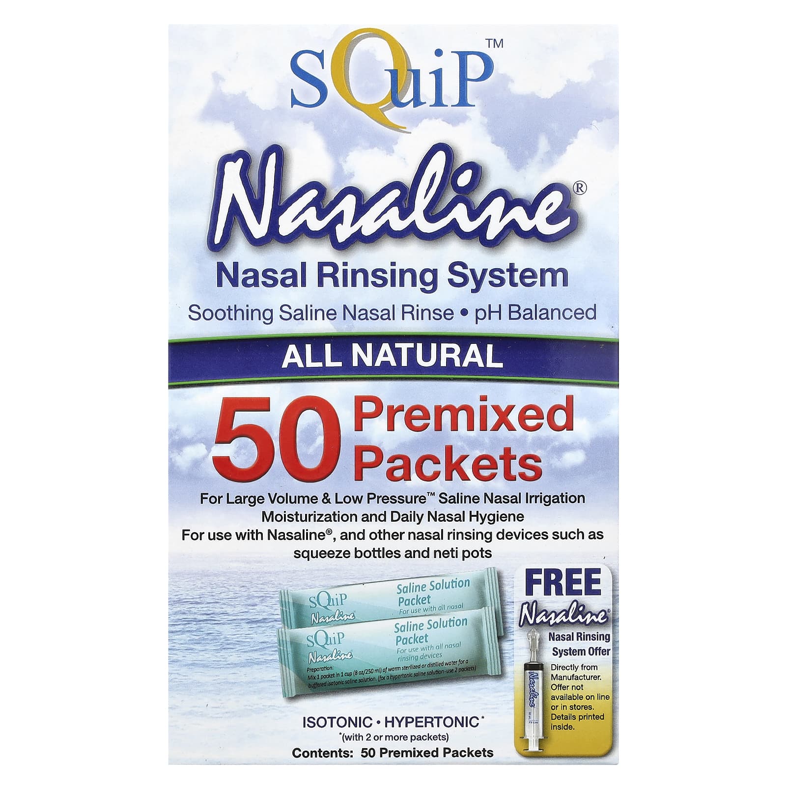 Nasaline®（ナサリン）、Nasal Rinsing System、プレミックスパック50袋