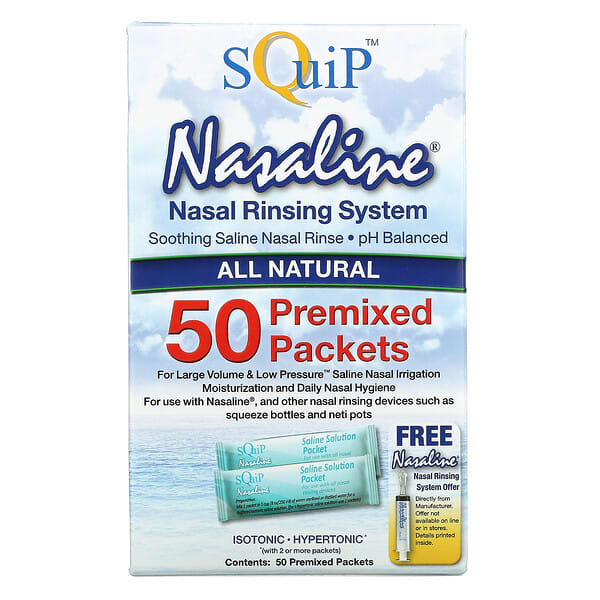 Squip, Nasaline, система для промывания носа, 50 предварительно подготовленных пакетов