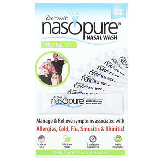 Nasopure, Kit de repuesto para lavado nasal, 40 sobres con mezcla regulada