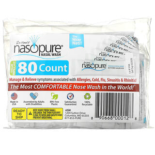 Nasopure, средство для промывания носа, набор для многоразовой перезаправки, 80 штук