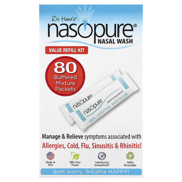 Nasopure, Nasal Wash, Value Refill Kit, 80 Buffered Salt Packets