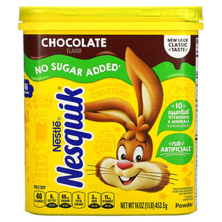 Nesquik, Nestlé en polvo, Chocolate, Sin azúcar agregado, 453,5 g (16 oz)