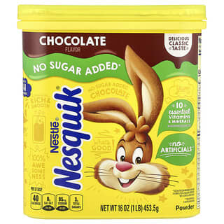 Nesquik, Nestle Powder, Chocolate, No Sugar Added, 16 oz (453.5 g)