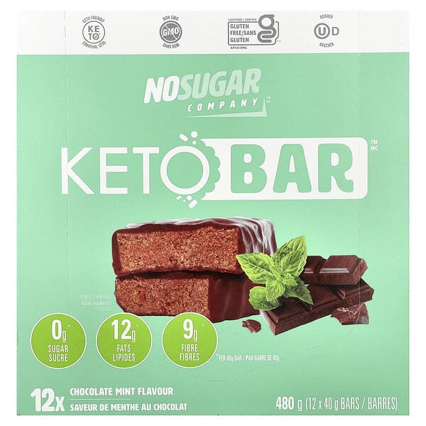 Keto Bar™, Chocolate Mint, 12 Bars, 40 g Each