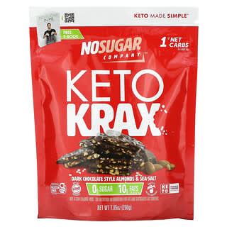 No Sugar Company, Krax cetogénico, Almendras estilo chocolate negro y sal marina, Keto, 200 g (7,05 oz)