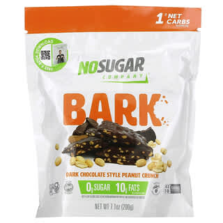 No Sugar Company, Bark, хрусткий арахіс у стилі чорного шоколаду, 200 г (7,1 унції)