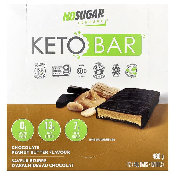 Keto Bar™, Chocolate Peanut Butter, 12 Bars, 40 g Each