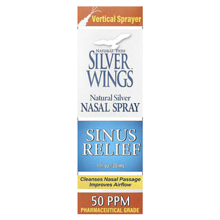 Natural Path Silver Wings, Natural Silver, Nasal Spray, Sinus Relief, 50 PPM, 1 fl oz (30 ml)