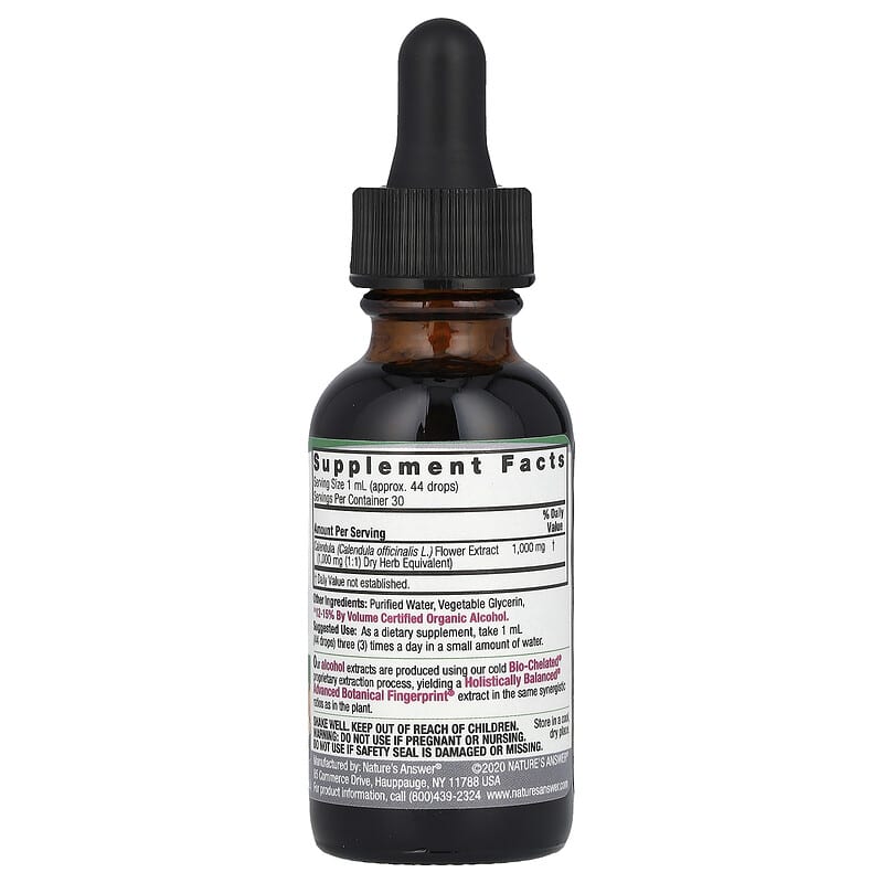 Calendula Flower, Fluid Extract, Lowest Alcohol, 1,000 mg, 1 fl oz