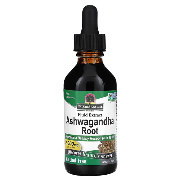 Nature's Answer Ashwagandha Root, Fluid Extract, Alcohol-Free, 2,000 mg, 2 fl oz (60 ml)