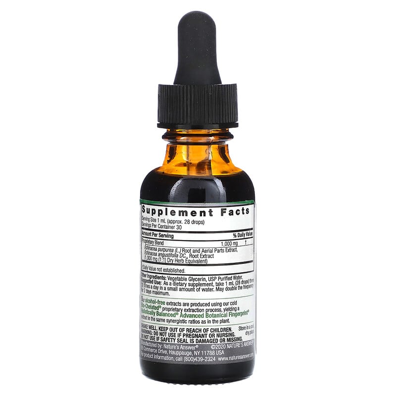 エキナセア根、液体エキス、ノンアルコール、1,000mg、30ml（1液量オンス）