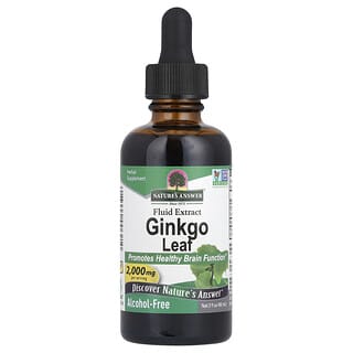 Nature's Answer, Ginkgo Leaf, Fluid Extract, Alcohol-Free, 2,000 mg, 2 fl oz (60 ml) (1,000 mg per ml)