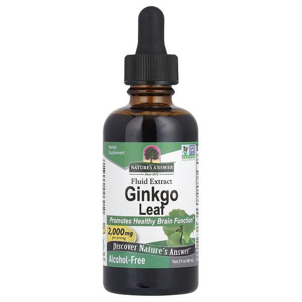 Ginkgo Leaf, Fluid Extract, Alcohol-Free, 2 fl oz (60 ml)