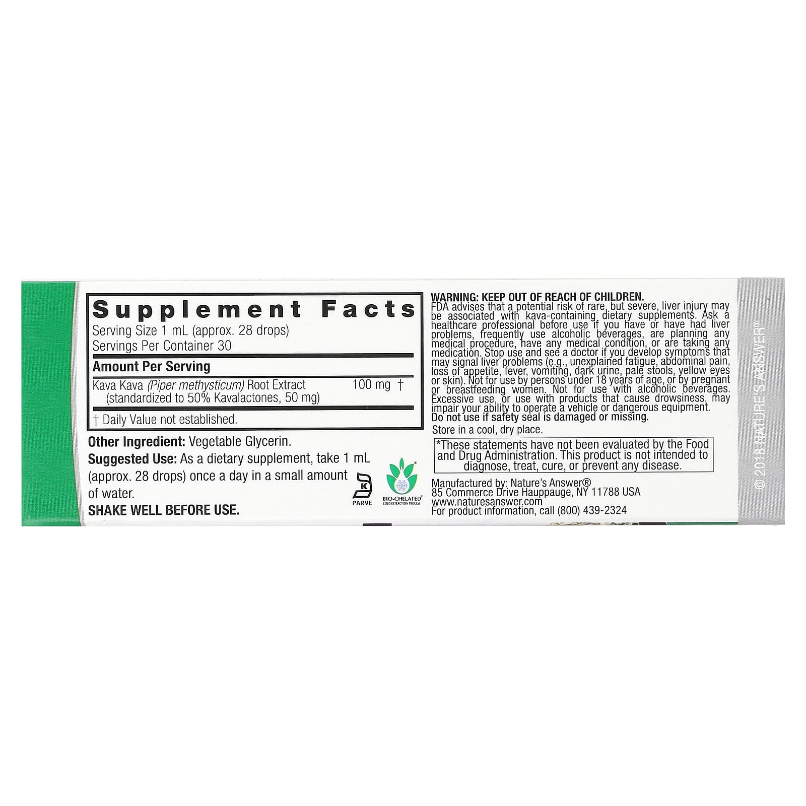 Nature's Answer, Kava6 Extract, Standardized, AlcoholFree, 1 fl oz