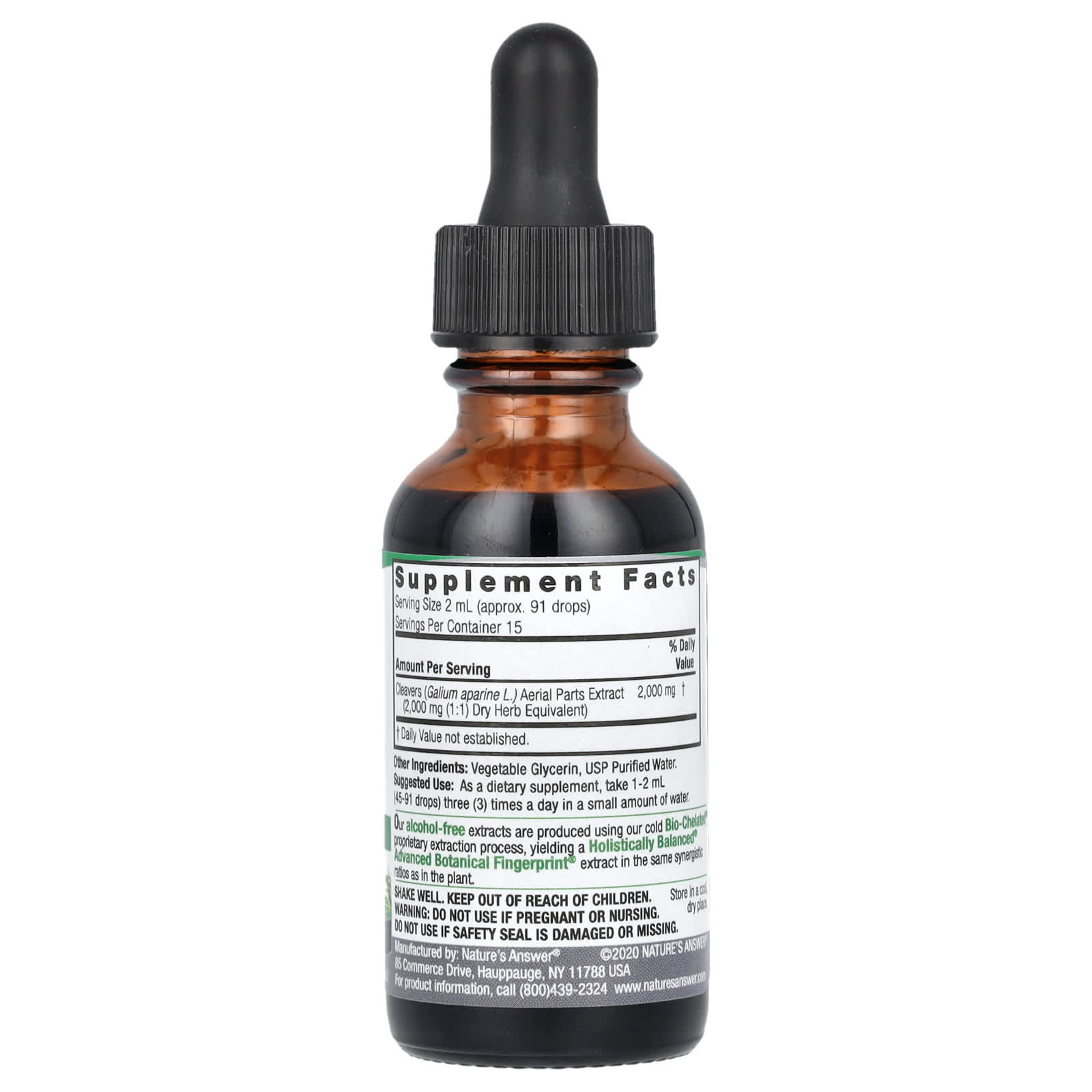 Nature's Answer, Cleavers Aerial Parts, Fluid Extract, AlcoholFree, 2,000 mg, 1 fl oz (30 ml)