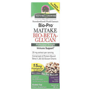 Nature's Answer, Bio-Pro Maitake, bio-beta-glukan, bezalkoholowy, 30 mg, 60 ml