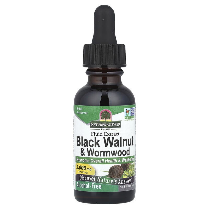 Nature's Answer, Black Walnut & Wormwood, Fluid Extract, Alcohol-Free, 2,000 mg, 1 fl oz (30 ml)