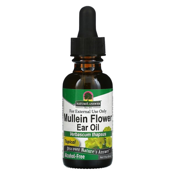 Nature's Answer, Flor de verbasco, aceite para los oídos, sin alcohol, 1 oz líquida (30 ml)