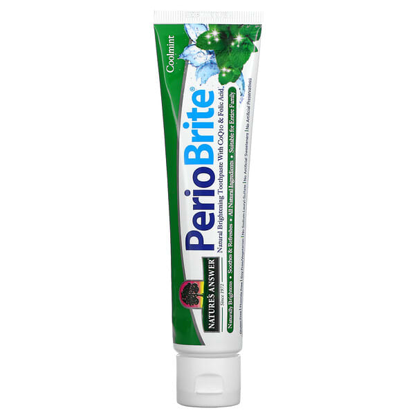 Nature's Answer, PerioBrite, осветляющая зубная паста с коэнзимом Q10 и фолиевой кислотой, холодящая мята, 113,4 г (4 унции)