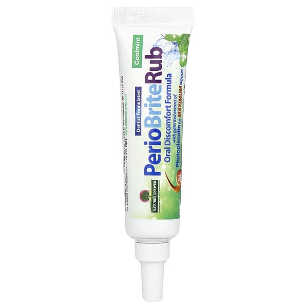 Nature's Answer, PerioBrite®Rub, 치아 및 잇몸용 수딩 젤, 쿨민트, 14.2g(0.5oz)