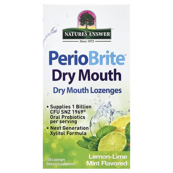 Nature's Answer, PerioBrite® 구강 건조증, 레몬-라임 민트, 사탕 정제 100정