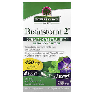 Nature's Answer, Brainstorm 2, Combinación de hierbas, 450 mg, 90 cápsulas vegetales