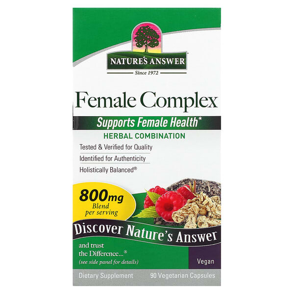 Nature's Answer‏, "קומפלקס לנשים, שילוב צמחי, 400 מ""ג, 90 כמוסות צמחיות."