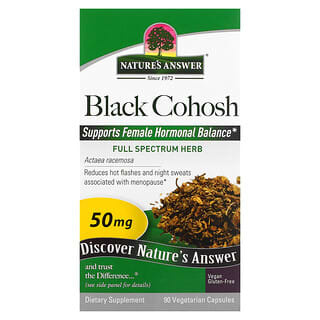 Nature's Answer, Черный кохош, трава полного спектра, 50 мг, 90 вегетарианских капсул