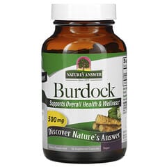 Nature's Answer‏, "Burdock, צמחי מרפא בעל ספקטרום מלא, 500 מ""ג, 90 כמוסות צמחוניות."