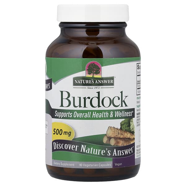 Nature's Answer, 牛蒡，全譜草本，500 毫克，90 粒素食膠囊