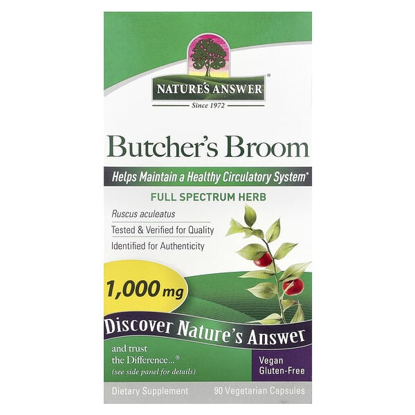 Butcher's Broom, 90 Vegetarian Capsules (500 mg per Capsule)