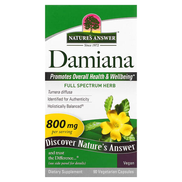 Nature's Answer, Damiana, 90 вегетарианских капсул