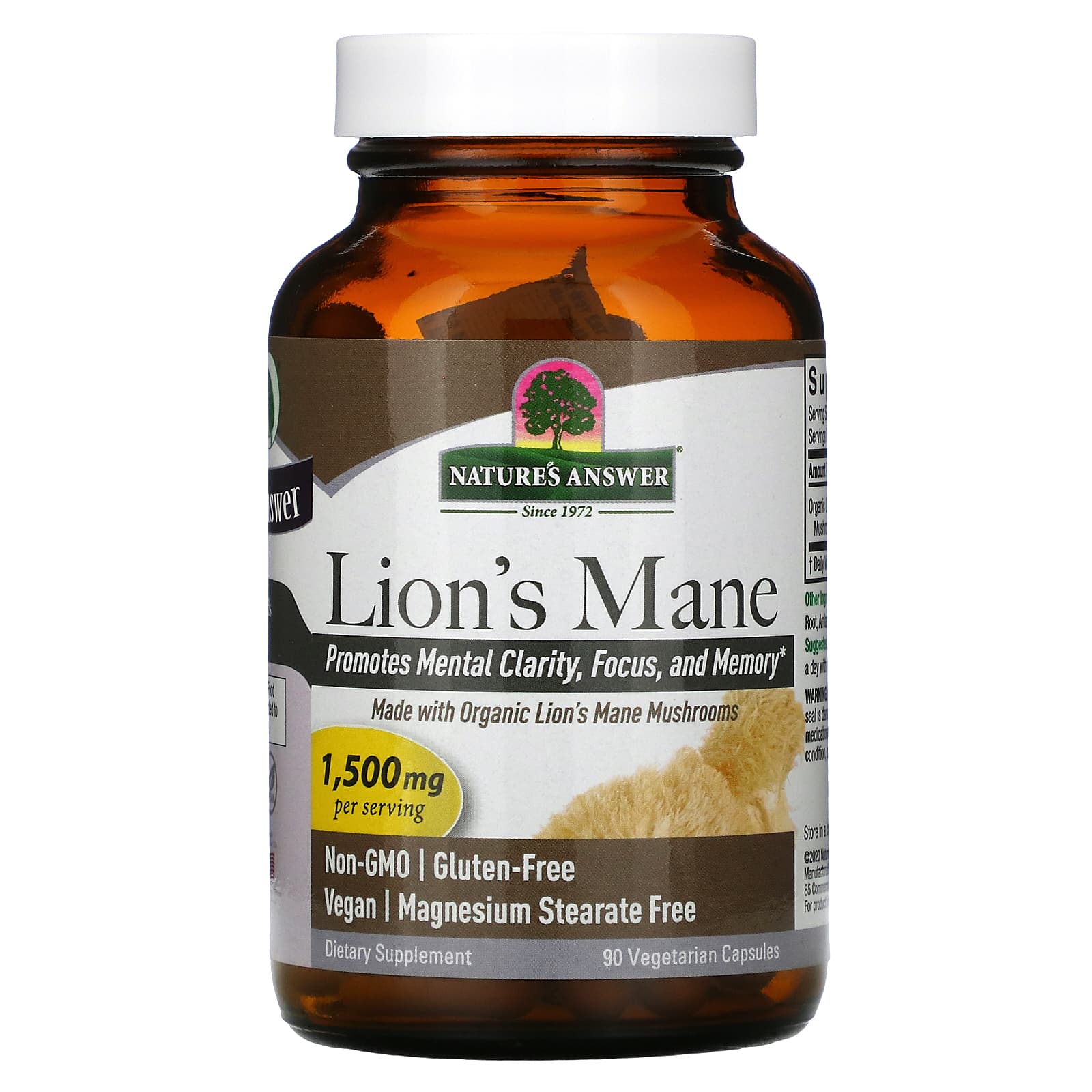 Nature's Answer, Lion's Mane, 500 mg, 90 Vegetarian Capsules