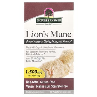 Nature's Answer, Lion‘s Mane, Löwenmähne, 1.500 mg, 90 pflanzliche Kapseln (500 mg pro Kapsel)