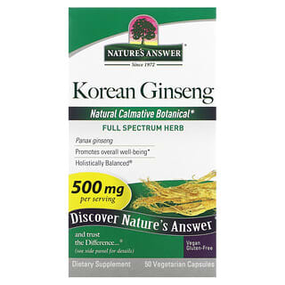 Nature's Answer, Ginseng coréen, 500 mg, 50 capsules végétariennes