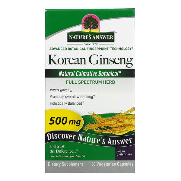 Nature's Answer, 韓国産朝鮮人参、 500 mg、 50植物性カプセル