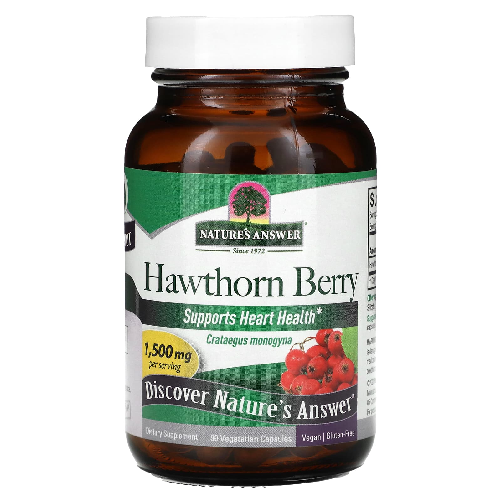 Nature's Answer, Hawthorn Berry, 1,500 Mg, 90 Vegetarian Capsules (500 ...