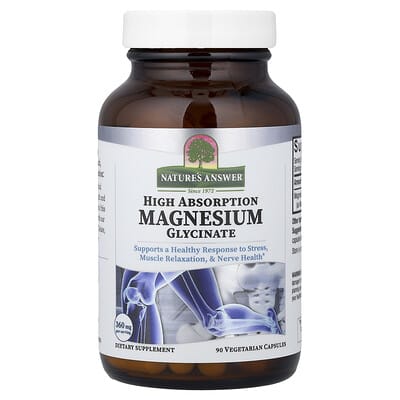 Nature's Answer, Magnesium Glycinate, High Absorption, 90 Vegetarian Capsules (120 mg Per capsule)
