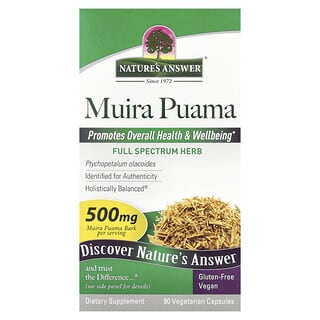 Nature's Answer, Muira Puama, 500 mg, 90 Cápsulas Vegetarianas (250 mg por Cápsula)