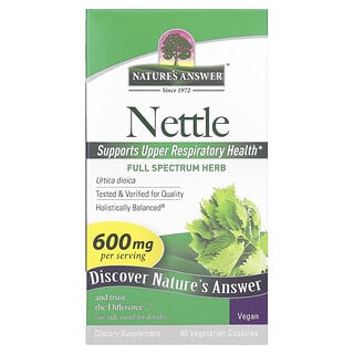 Nature's Answer, крапива, 600 мг, 90 вегетарианских капсул (300 мг в 1 капсуле)