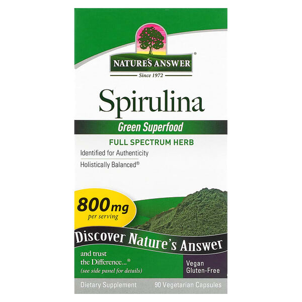 Nature's Answer, спіруліна, 800 мг, 90 вегетаріанських капсул