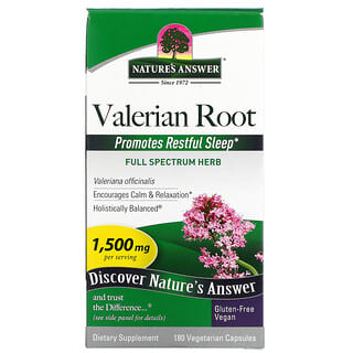 Nature's Answer, Raíz de valeriana, 500 mg, 180 cápsulas vegetales